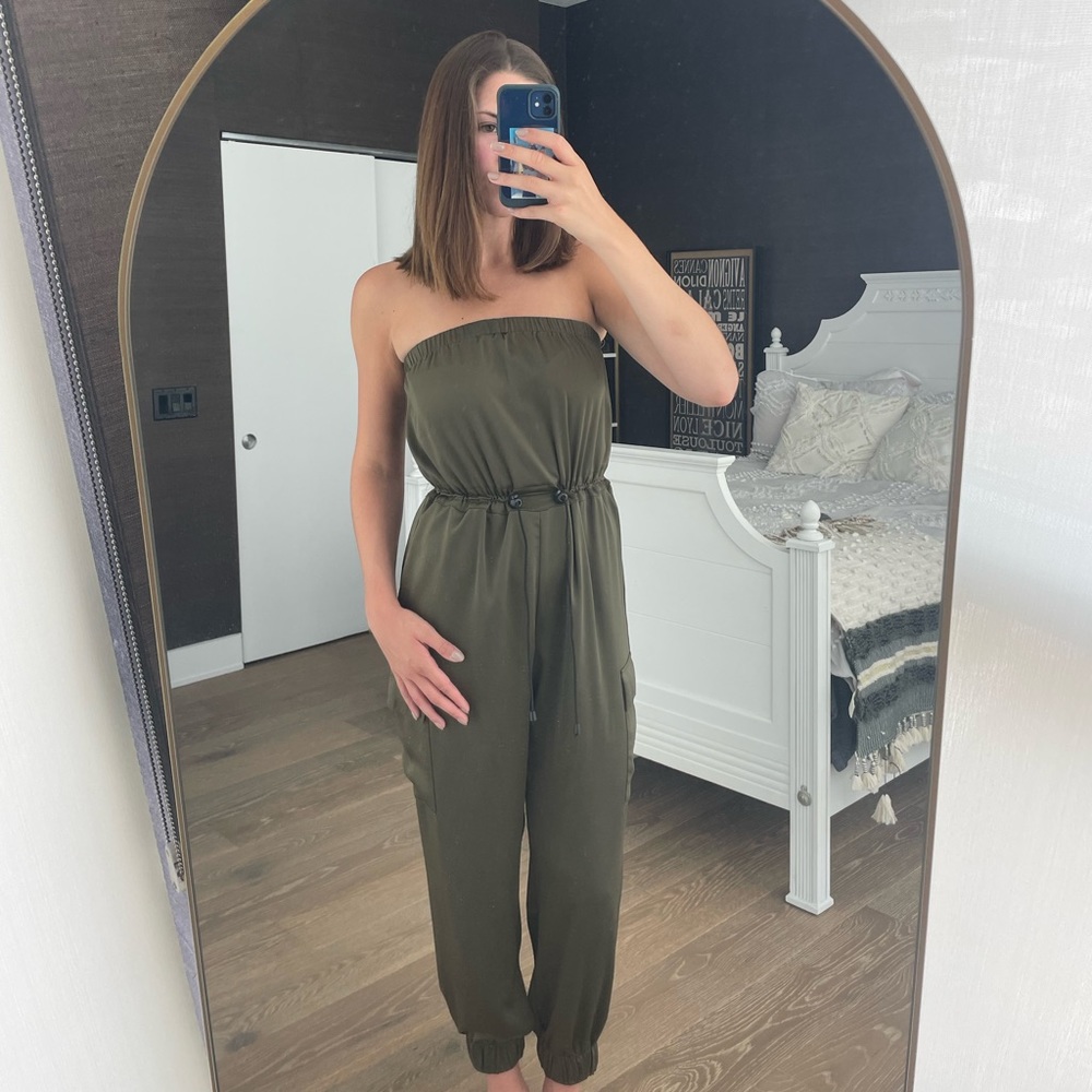 UO Olive Green 💚 Silk Jumpsuit